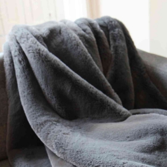 Restoration Hardware Bedding Restoration Hardware Grey Faux Fur